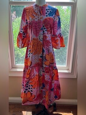 farm rio greek garden sleeveless maxi dress Greek Garden Tiered Linen Blend Maxi Dress (Women)